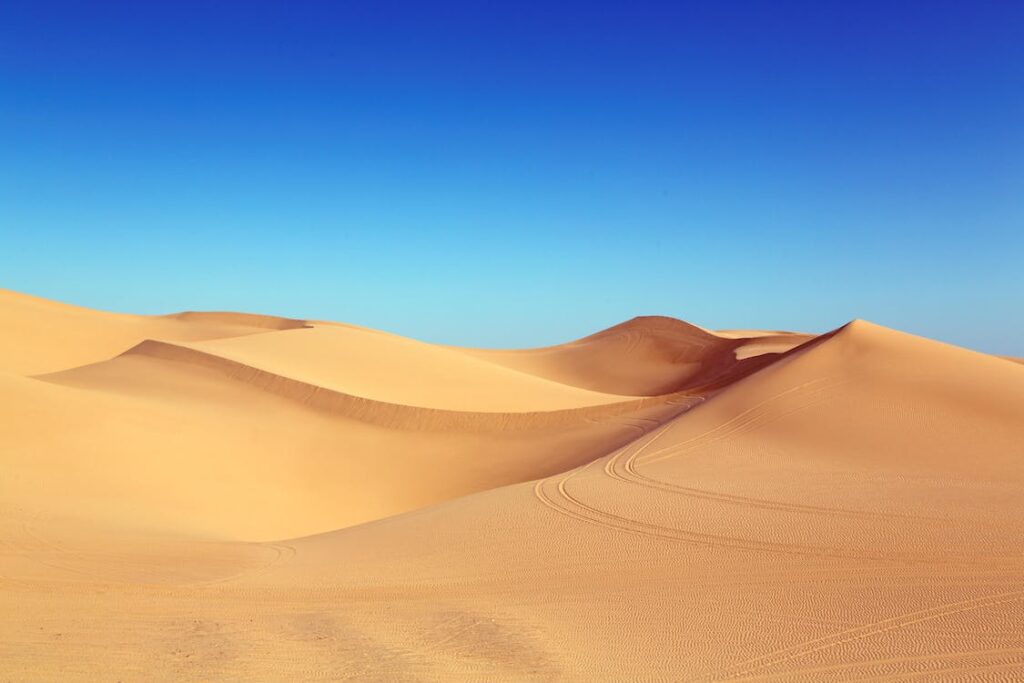 Un'immagine suggestiva del deserto, dove la natura ci offre preziosi consigli. Le dune, modellate dal vento, creano in continuazione nuovi disegni, ispirandoci alla mutevole bellezza della vita.